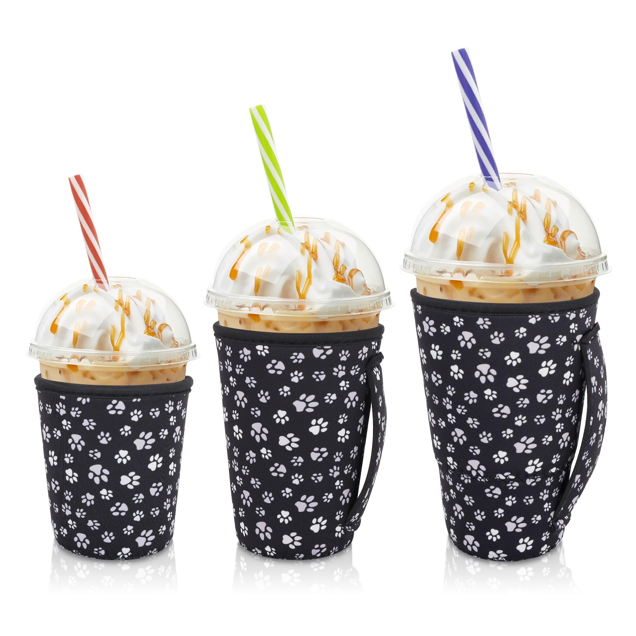 AJLTPA manga aislante neopreno negro con mango, ideal para beber fríos con comodidad.