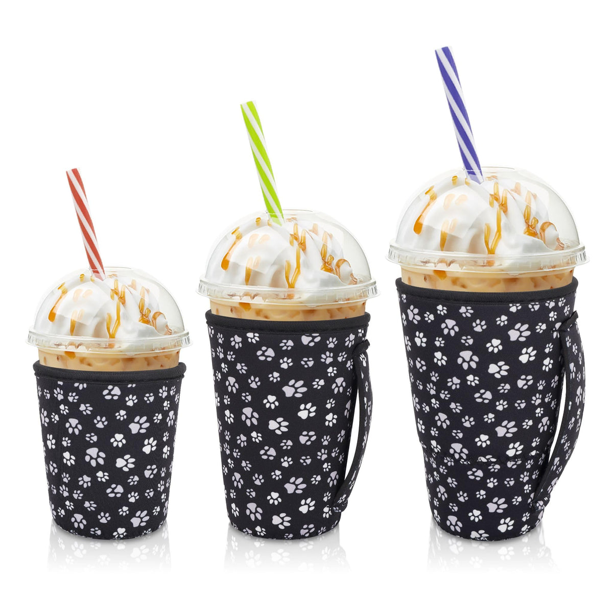 AJLTPA manga aislante neopreno negro con mango, ideal para beber fríos con comodidad.