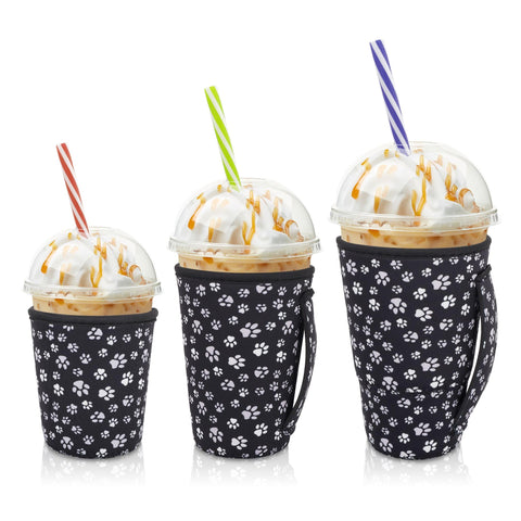 AJLTPA manga aislante neopreno negro con mango, ideal para beber fríos con comodidad.