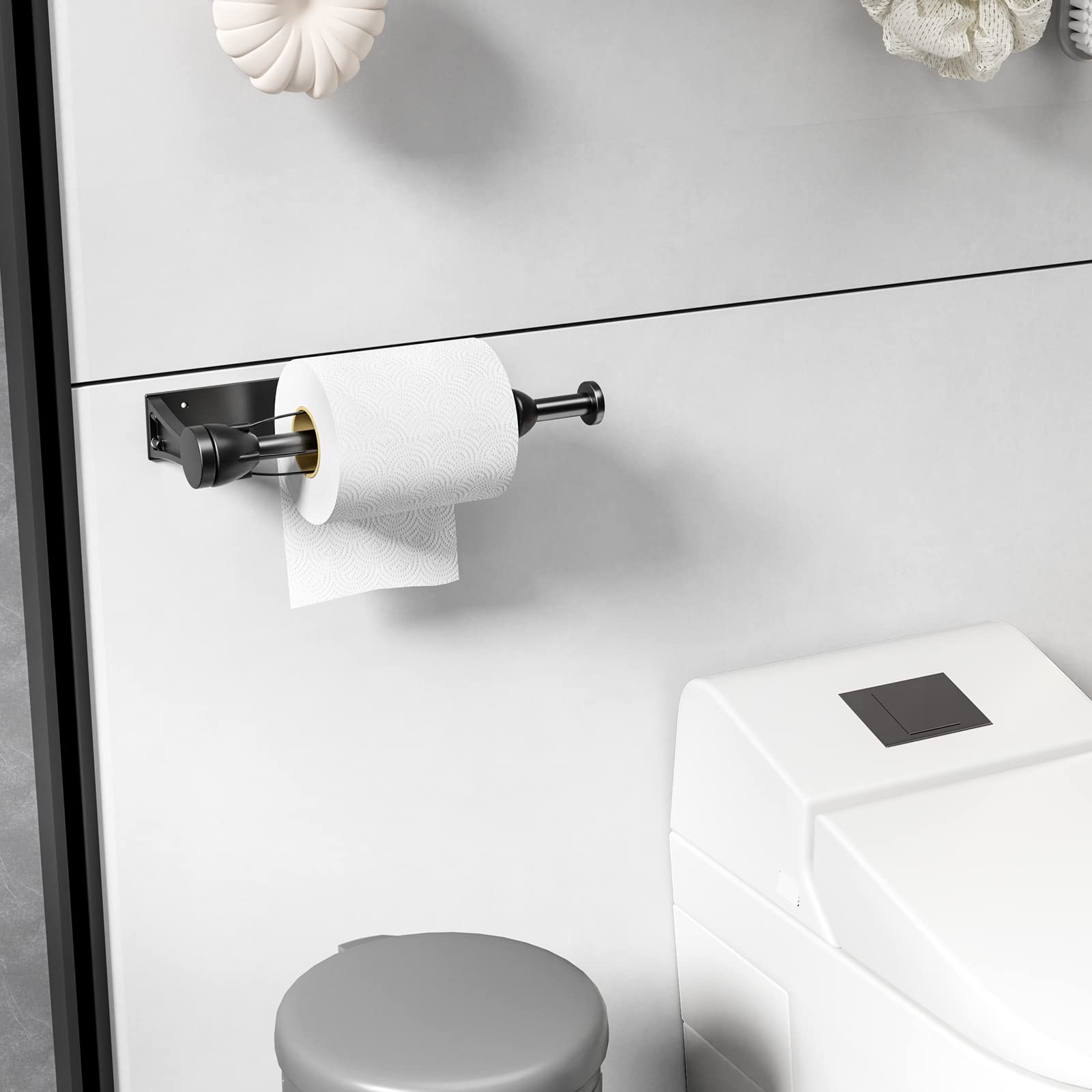 AKAAYUKO portarrollos negro mate para cocina o baño elegante.
