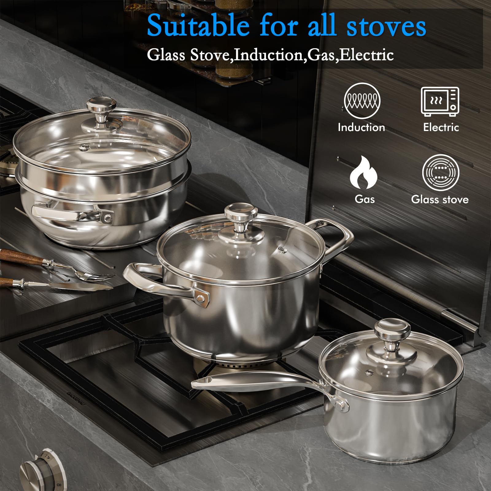 Akaice olla vapor 5qt con tapa ideal para verduras y mariscos.