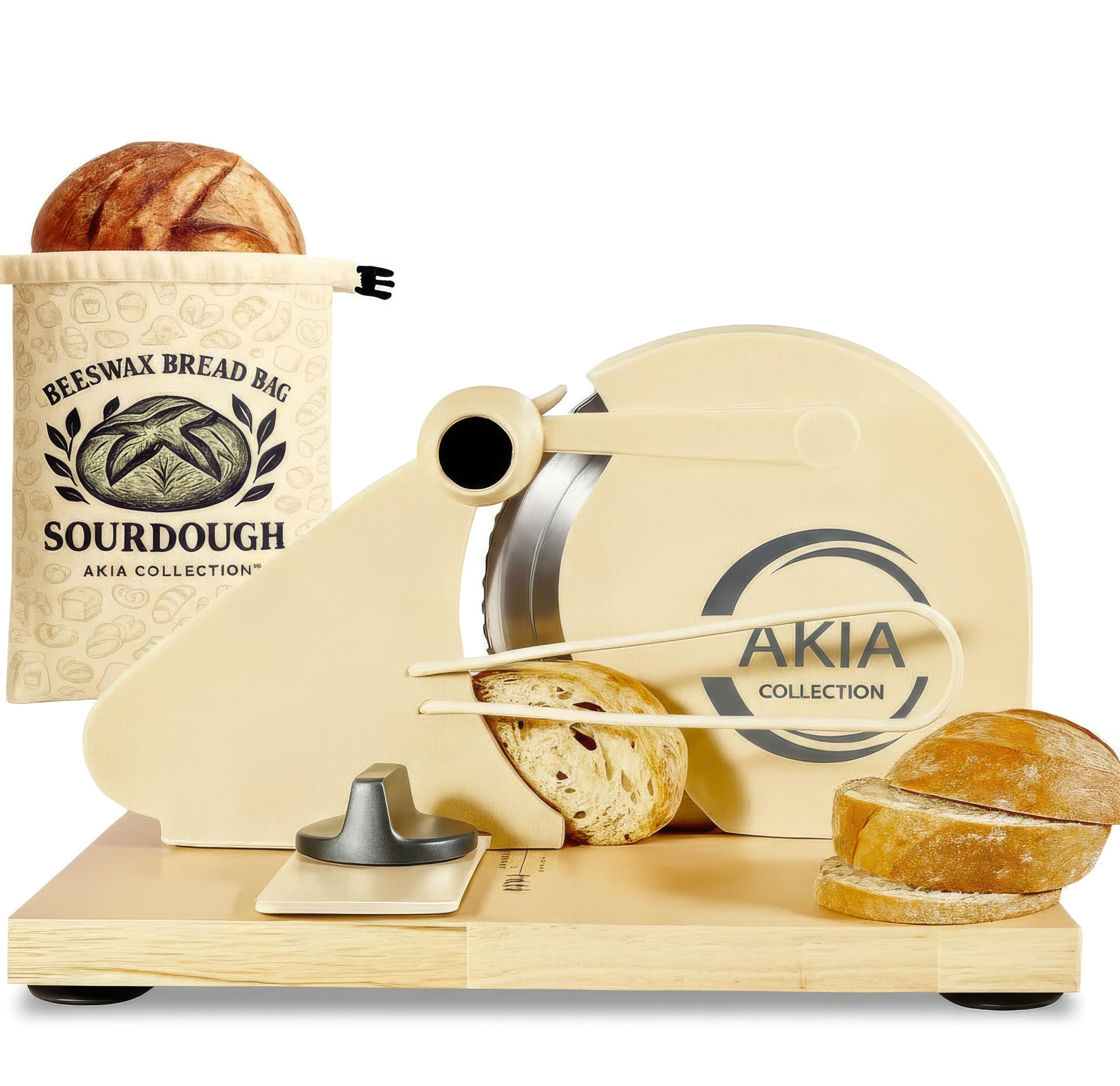Akia Collection Cortadora de pan manual con espesor ajustable para rebanadas uniformes