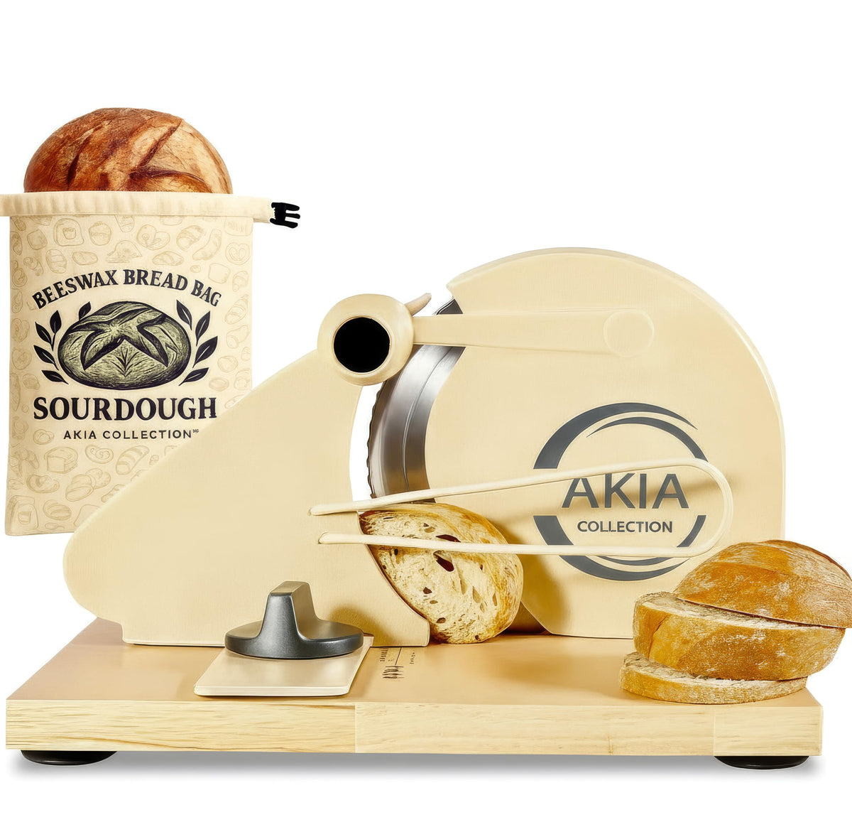 Akia Collection Cortadora de pan manual con espesor ajustable para rebanadas uniformes