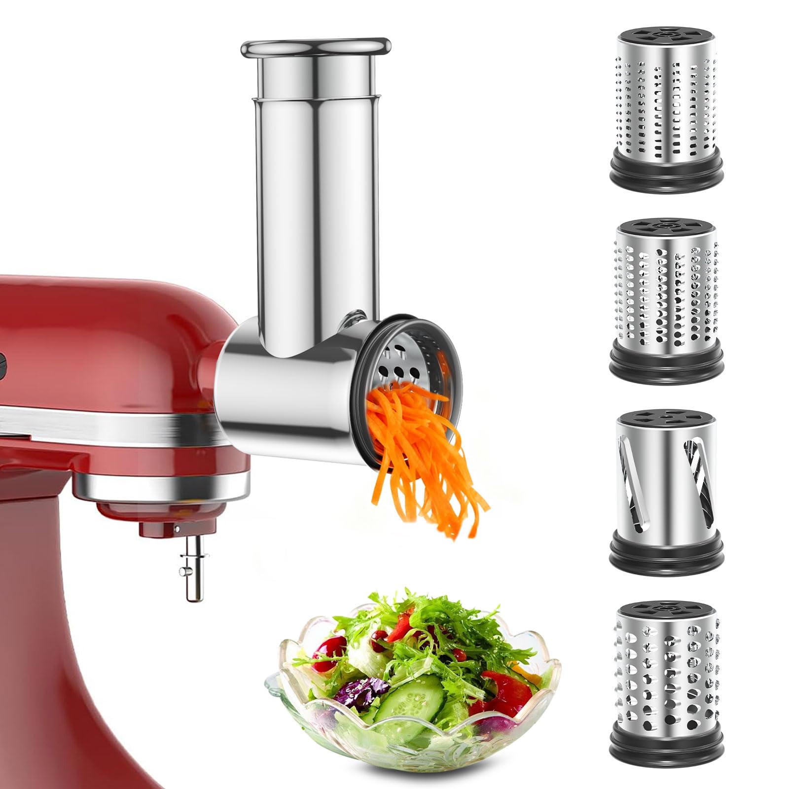 Akiosk cortadora-ralladora para KitchenAid, acero inoxidable, cortes limpios y fácil limpieza