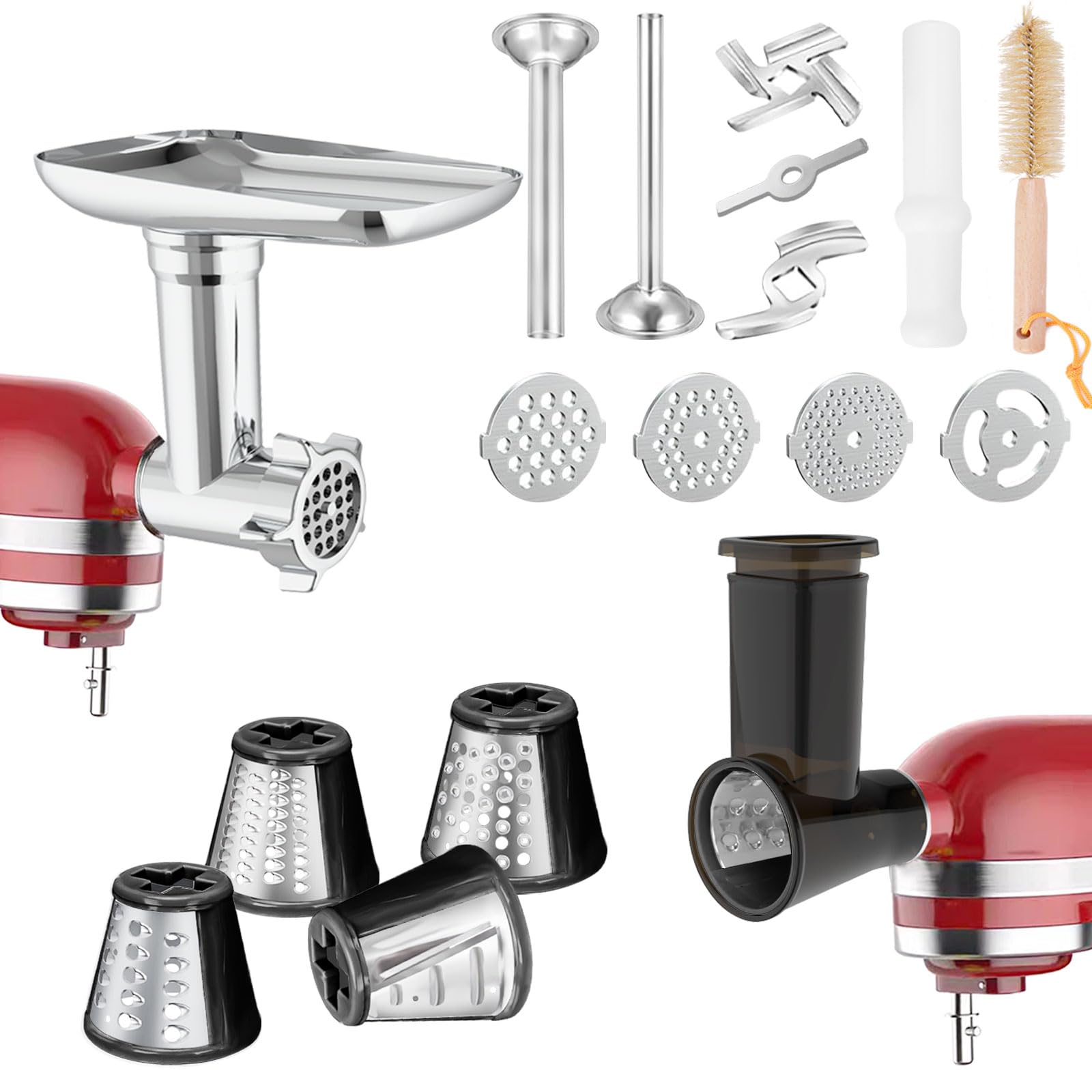 Akiosk molinillo de carne para KitchenAid, ideal para carnes frescas caseras.