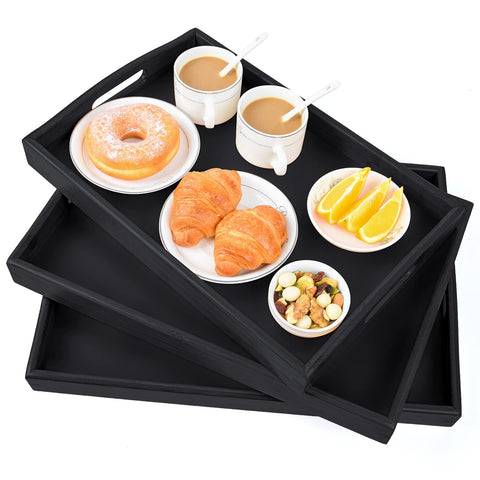 AKKAJJ bandeja de bambú rectangular grande con mangos, ideal para desayuno en cama