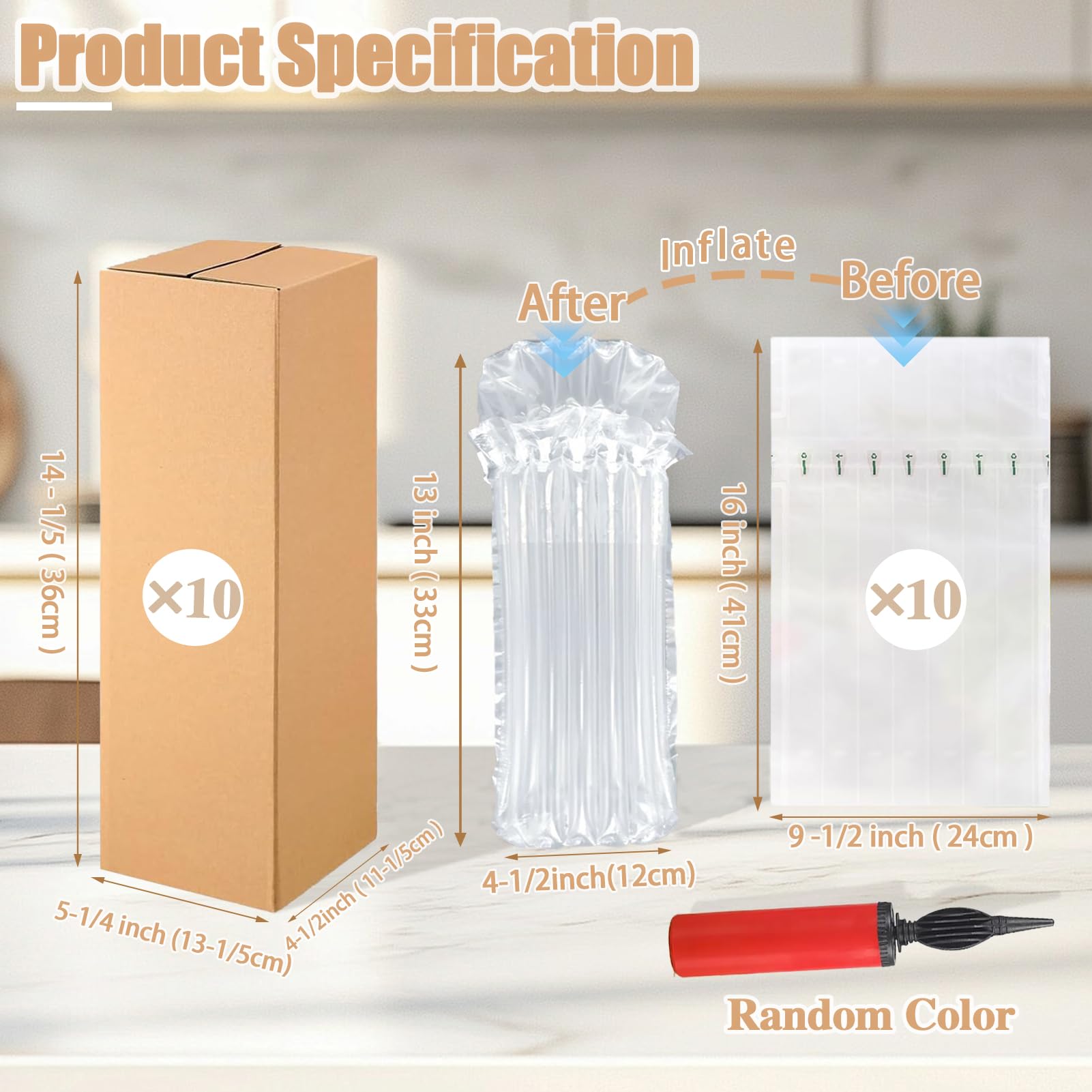 AKLVBL protector-botella-vino-aire-inflable mantiene la botella segura