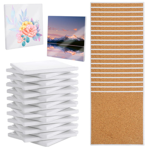 AKOLAFE posavasos ceramicos 4x4 con corcho, protege superficies y absorbe líquidos.