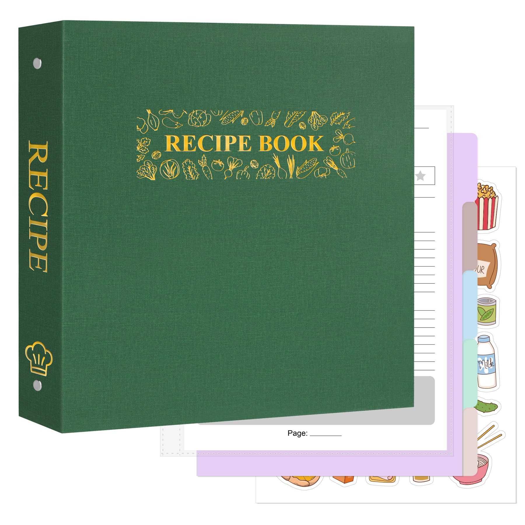 AKONEGE libro-recetas con encuadernación de tres-anillos para ordenar tus recetas diarias.