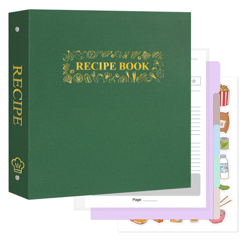 AKONEGE libro-recetas con encuadernación de tres-anillos para ordenar tus recetas diarias.