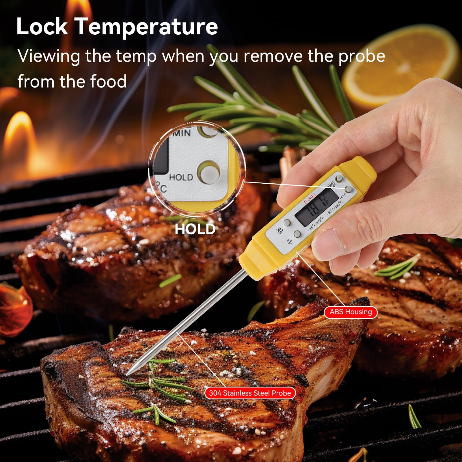 Akozon termometro resistente al agua con tapa protectora para limpieza fácil