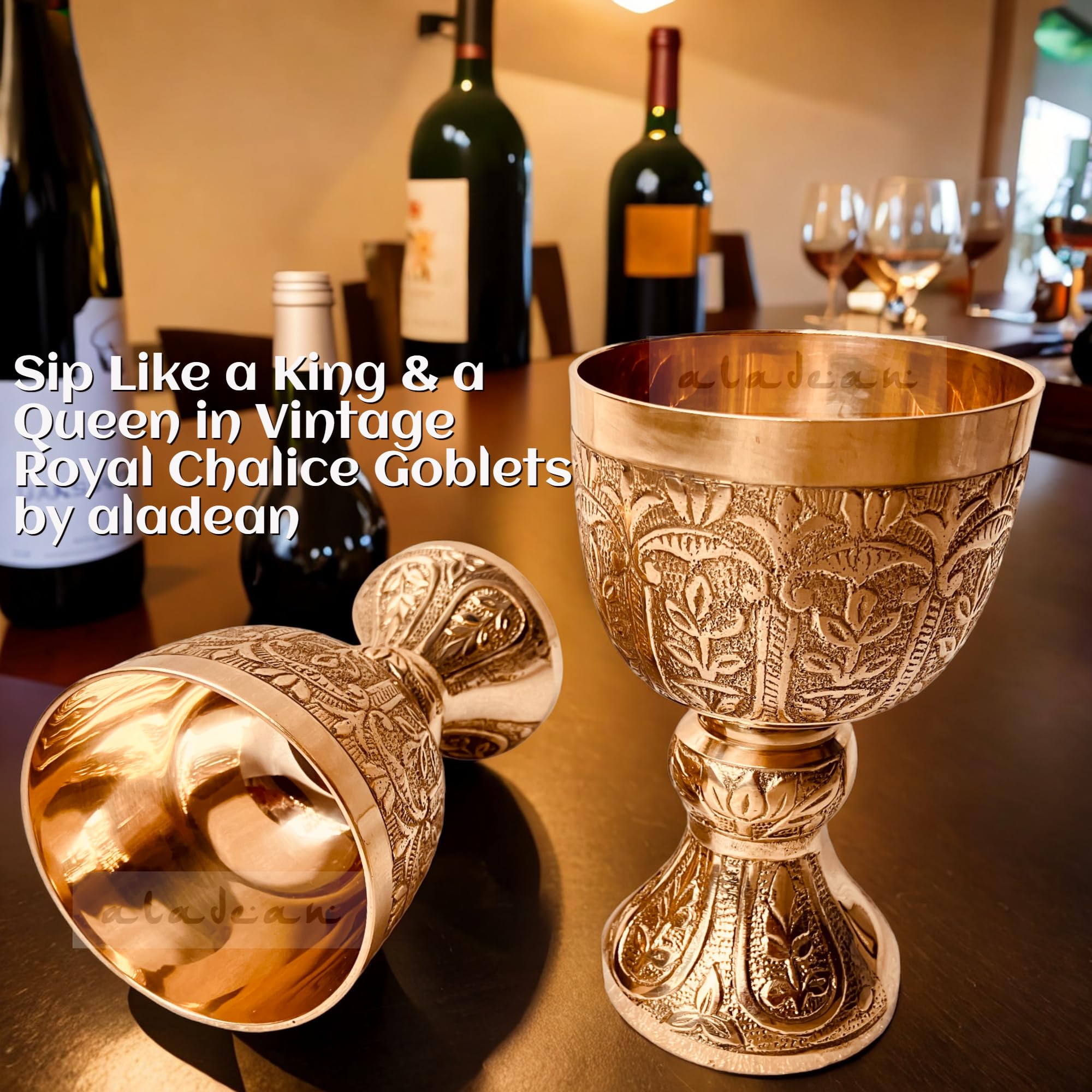 Aladean copa de ceremonias oro antiguo, perfecta como regalo elegante para bodas.