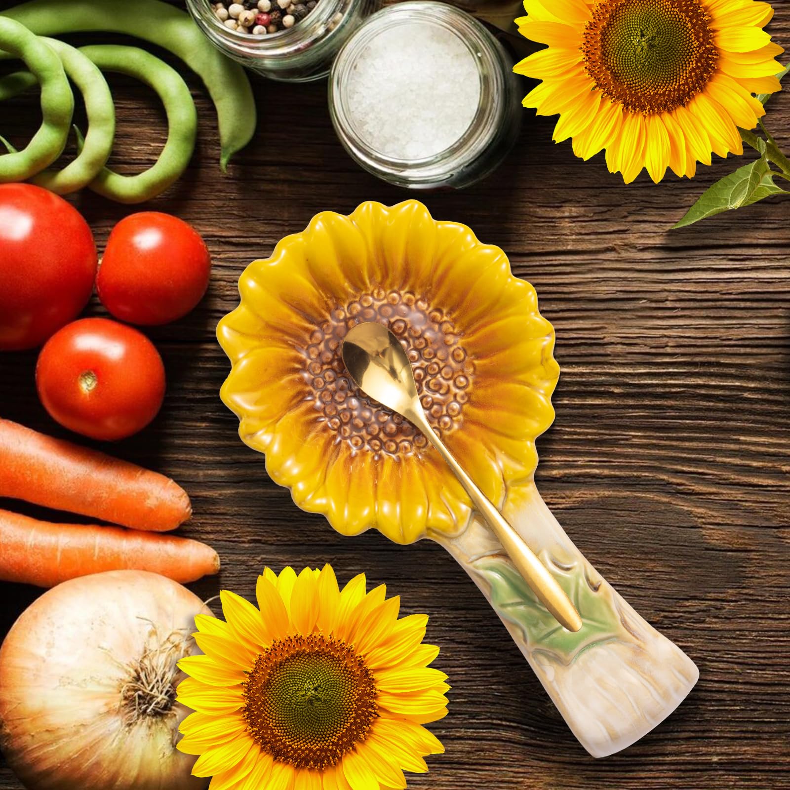Reposacucharas ceramico girasol duradero y facil de limpiar de Alarrar