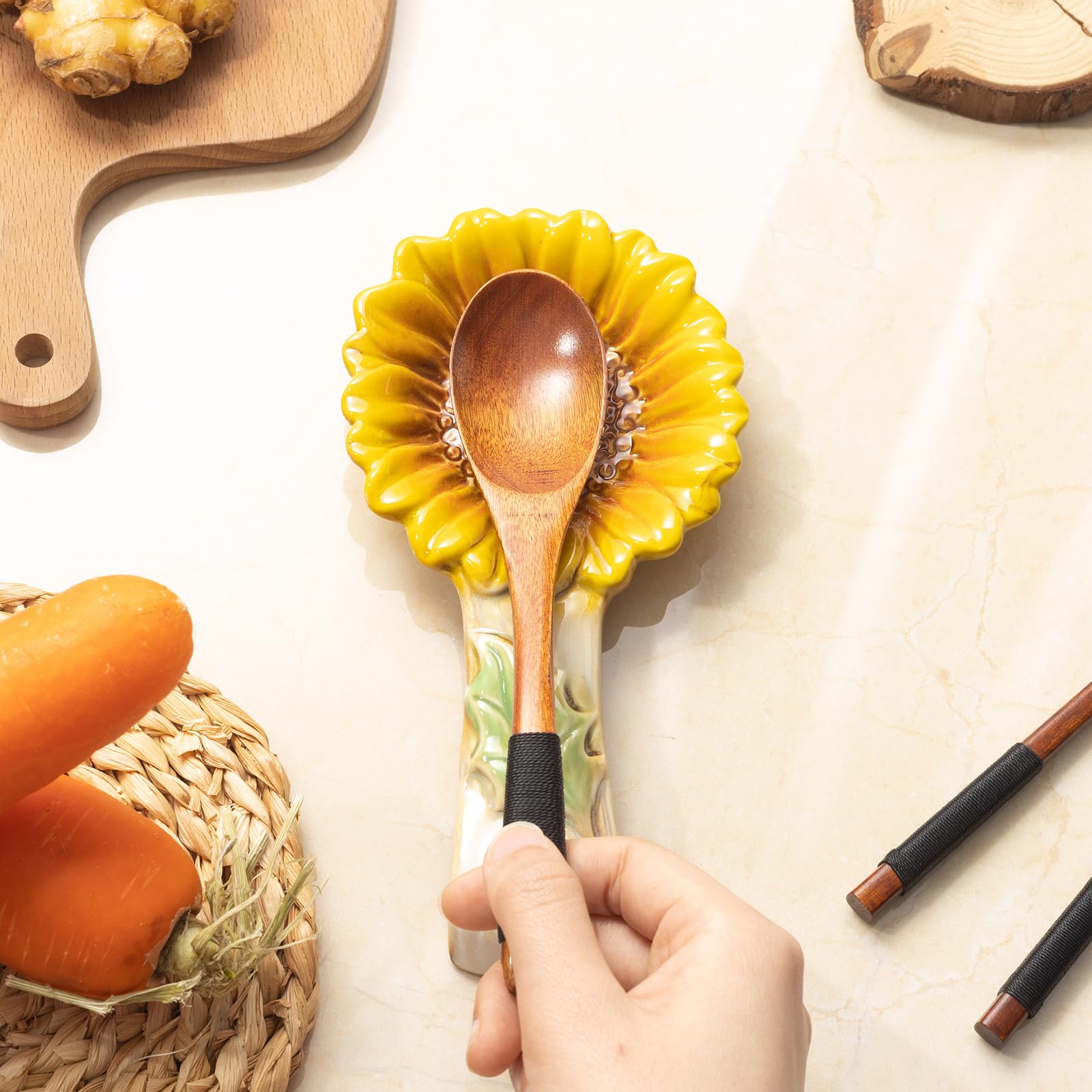 Regalo hogar Alarrar reposacucharas ceramico girasol, idea de regalo para cocina