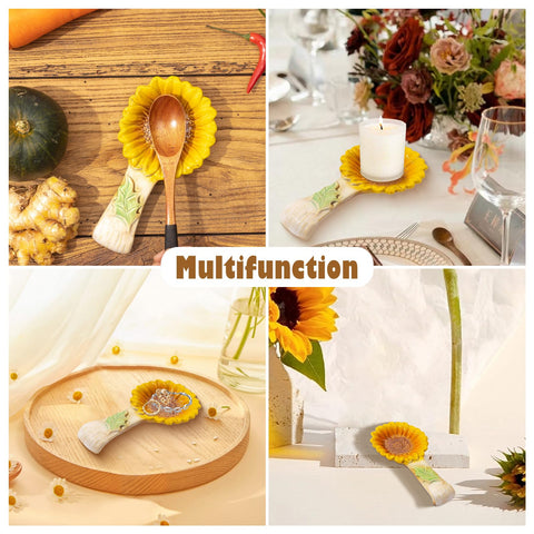 Usos multiples de reposacucharas Alarrar girasol, bandeja decorativa para joyas o velas