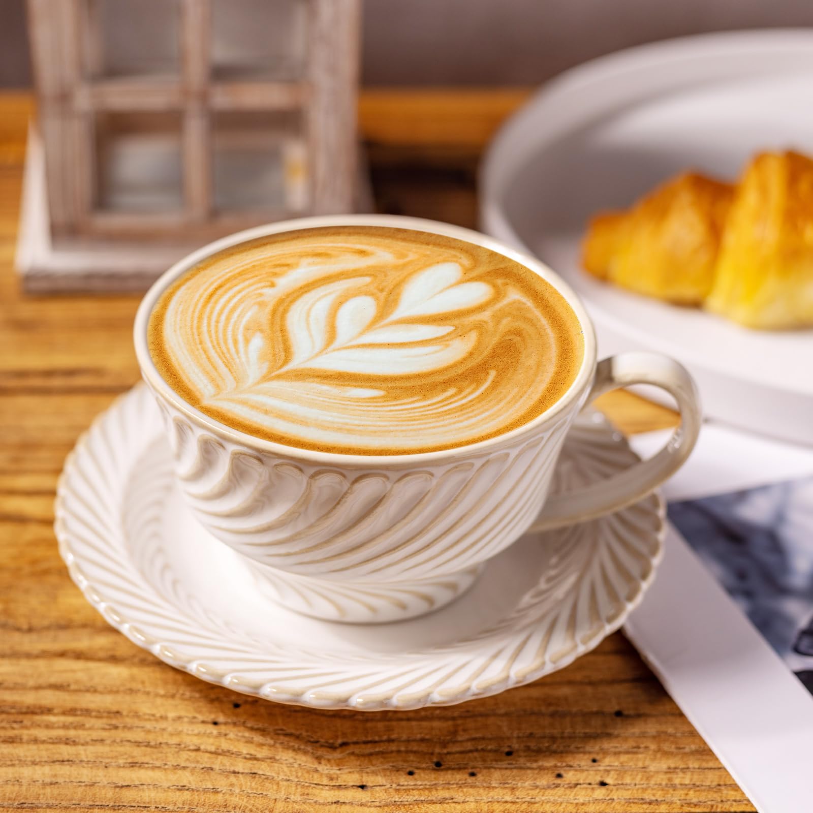 Alarrar Taza latte estilo vintage para arte en cappuccino en casa.