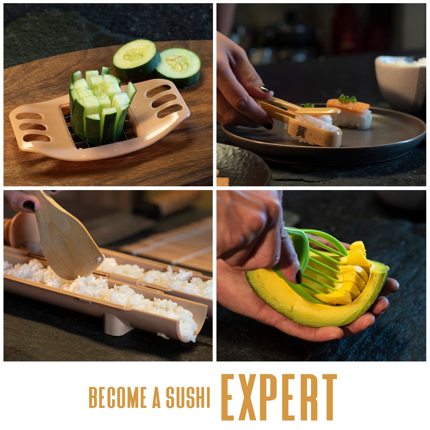 Alas Set de Sushi 20 Piezas: molde nigiri para dar forma uniforme