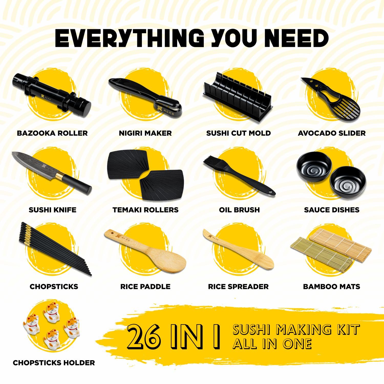 Alas Sushi Kit: espátula de arroz para distribuir y pegar arroz