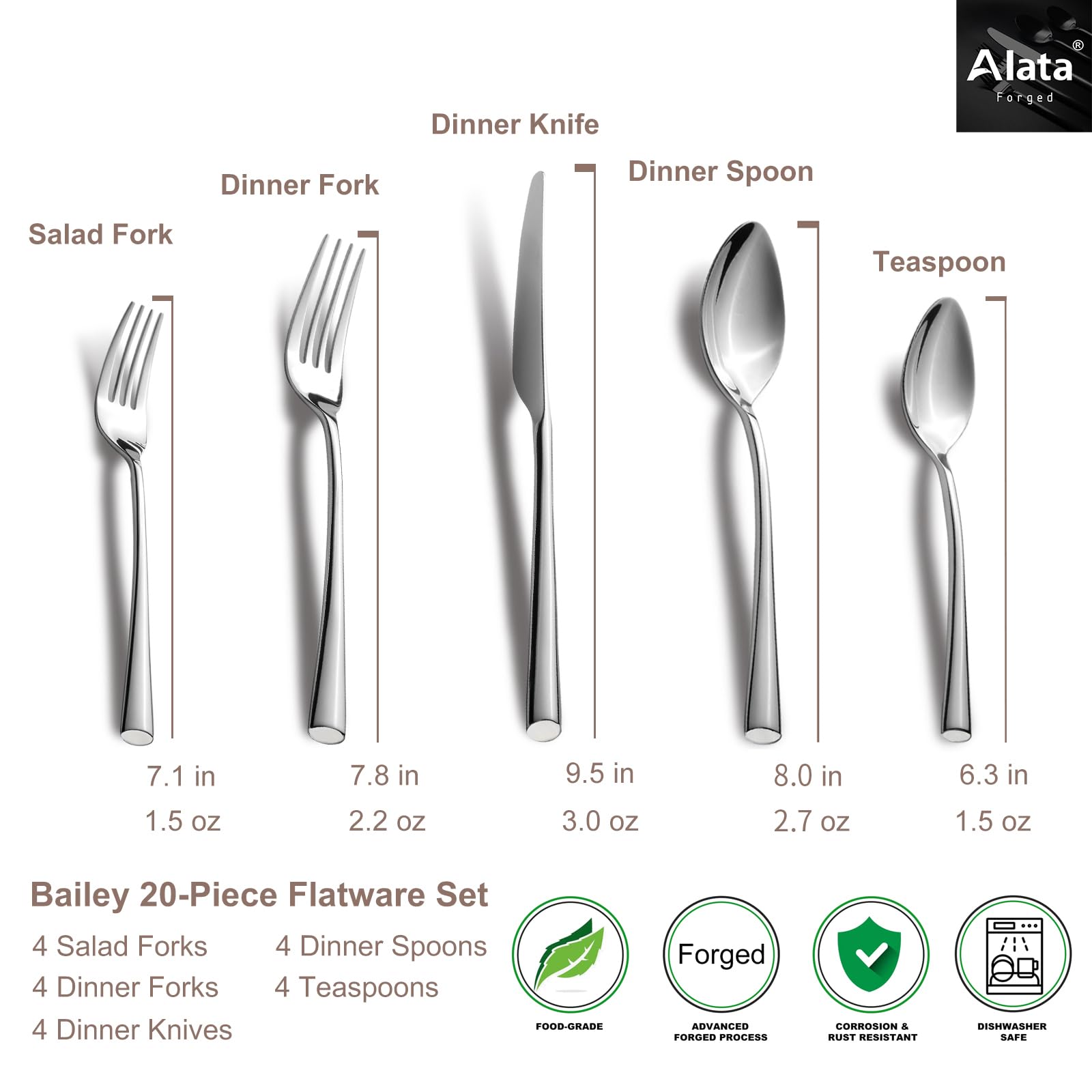 Alata Bailey: conjunto para cuatro, ideal para comidas familiares y cenas formales.