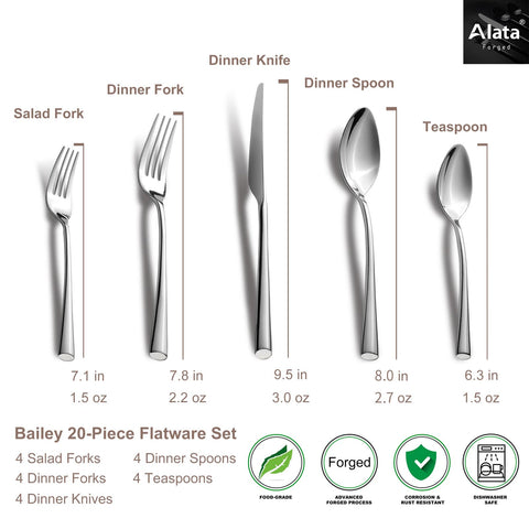 Alata Bailey: conjunto para cuatro, ideal para comidas familiares y cenas formales.