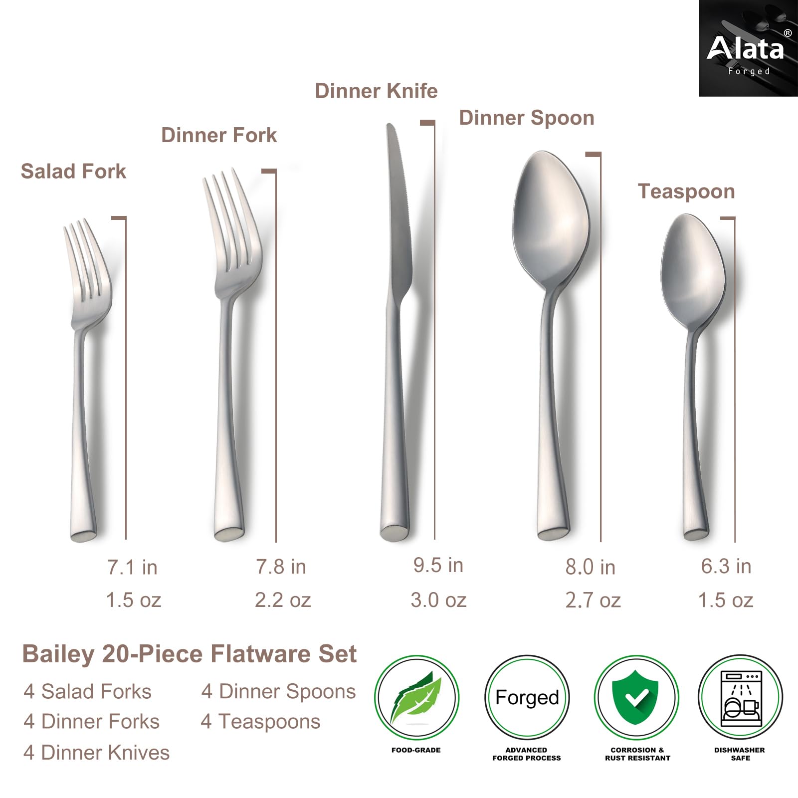 Alata Bailey cucharita, servicio para té o postre.
