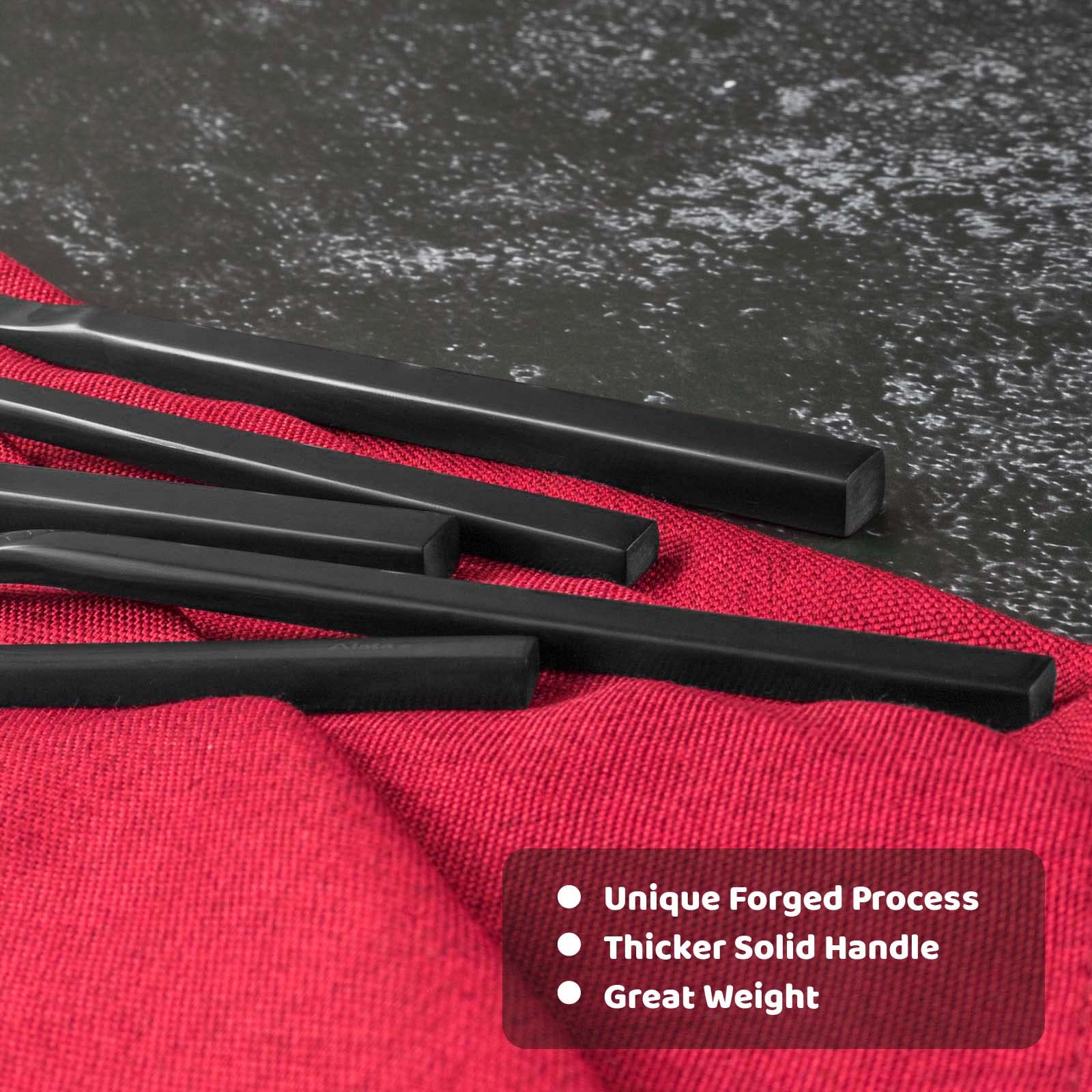Alata Cube Black, acabado-mate-cuchillos-cuchara con aspecto contemporáneo
