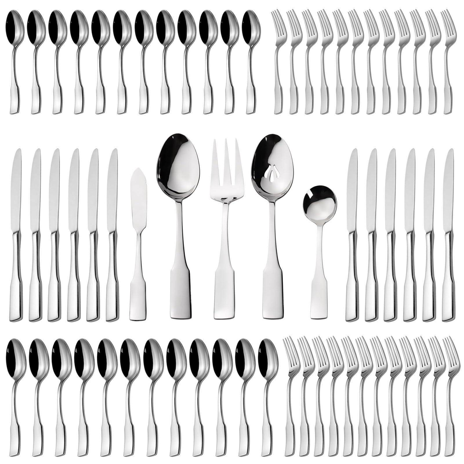 Alata Kate: juego de cubiertos 65 piezas para 12 comensales, ideal para cenas familiares.