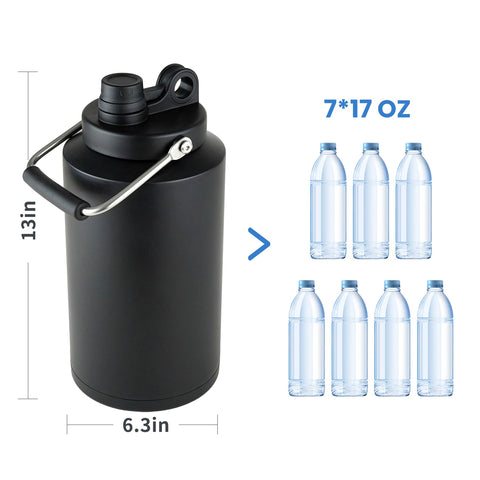 Alathote Botella de 128 oz con aislamiento doble mantiene bebidas frías.
