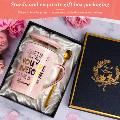 Caja de regalo ALBISS resistente, empaqueta la taza rosa con acabado dorado