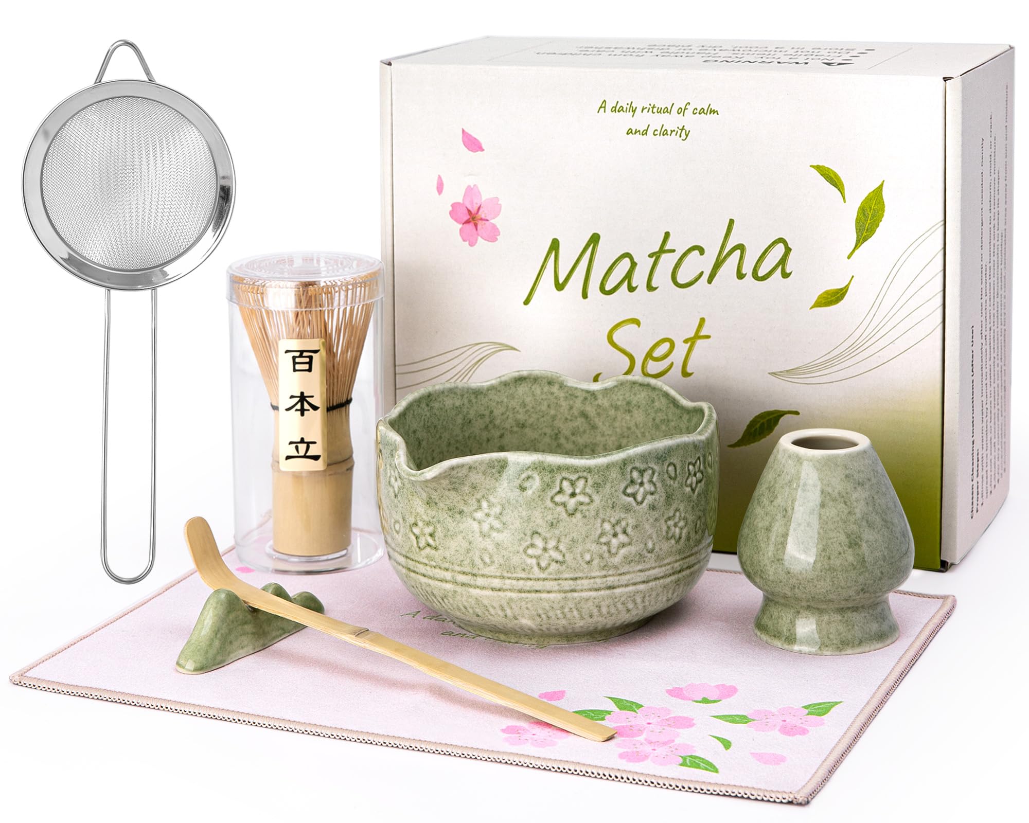 ALBISS Set de Matcha: tazón cerámico con pico para verter con precisión.