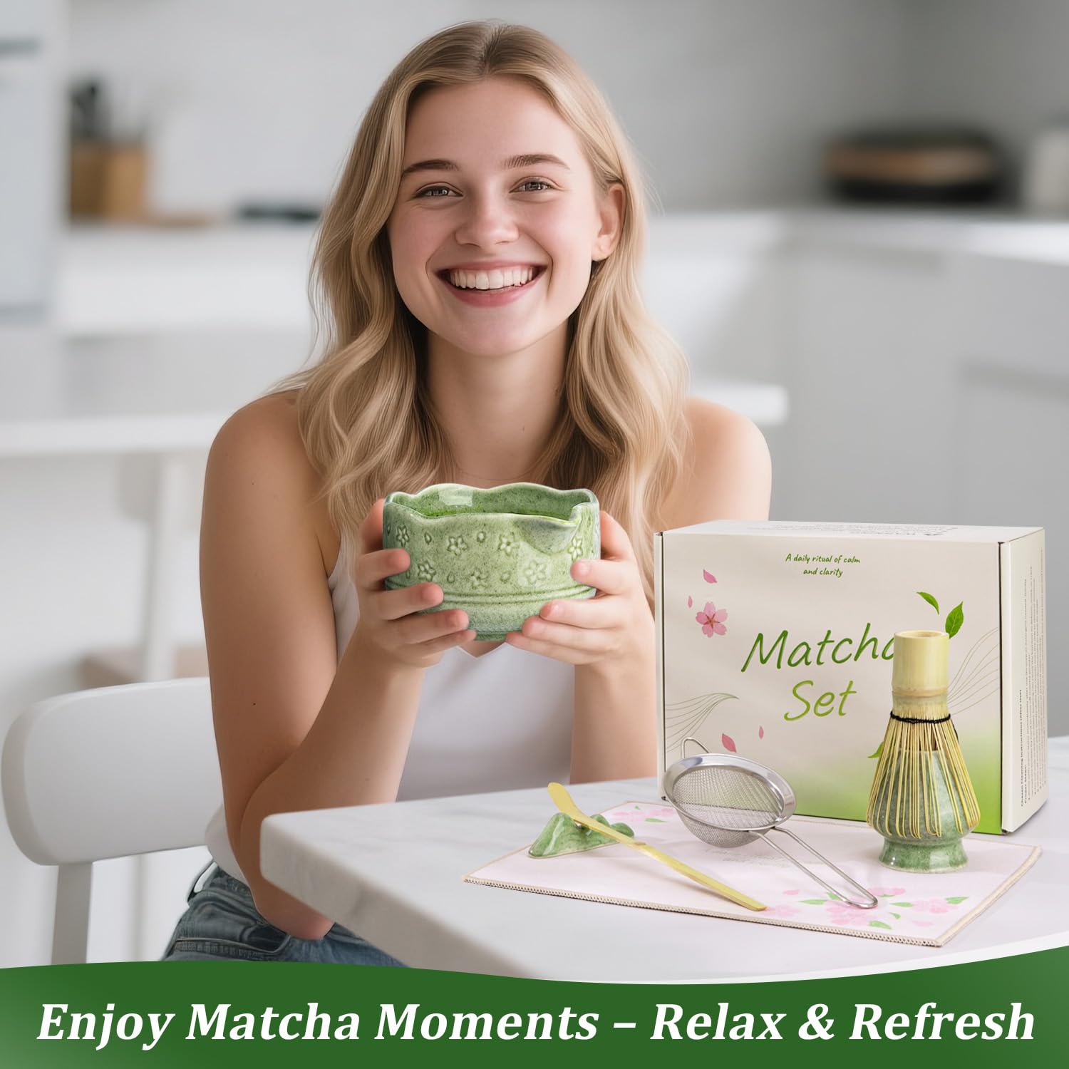ALBISS Tamiz inoxidable para polvo de matcha fino.
