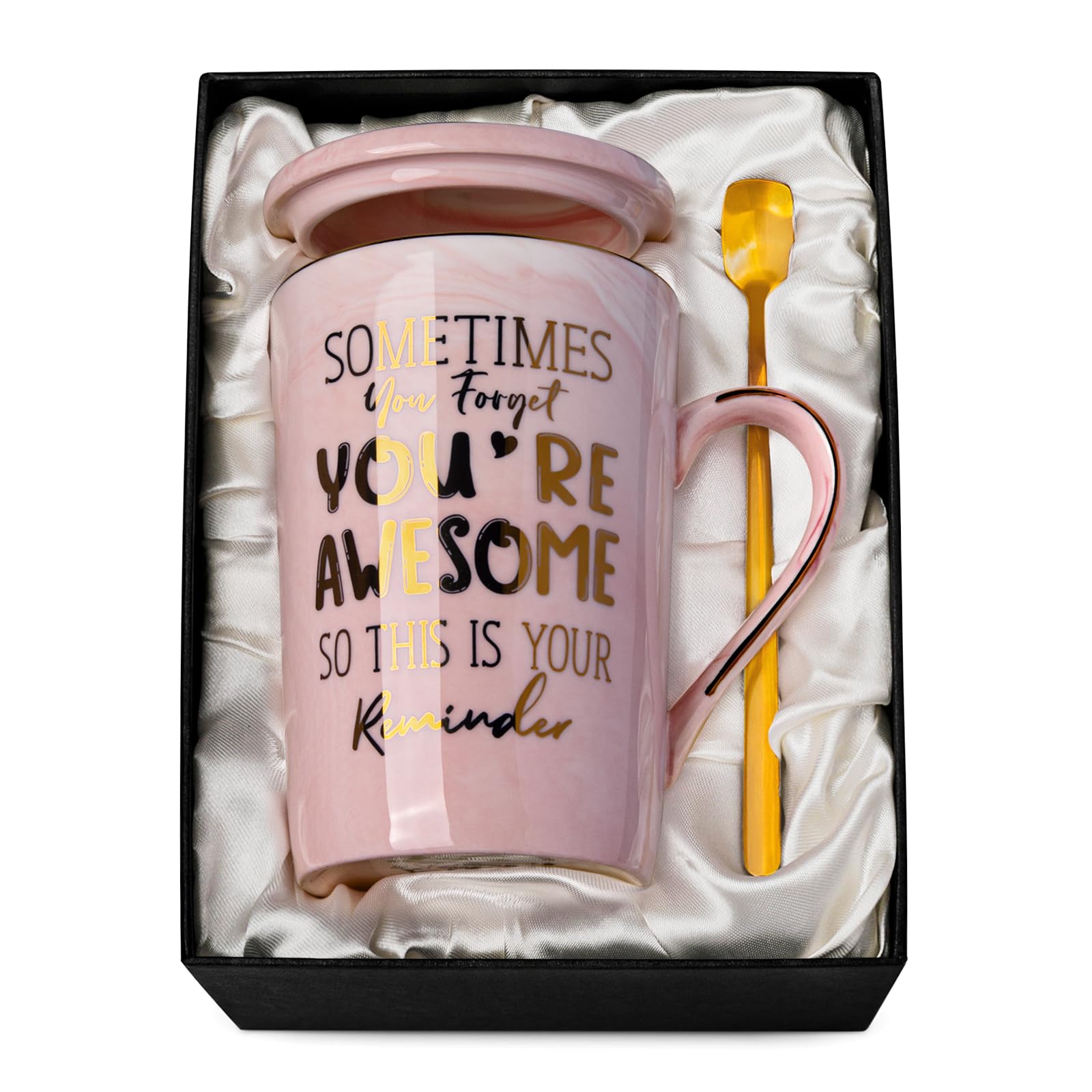 Taza ALBISS regalo de cumpleaños en rosa mármol dorado para sorprender