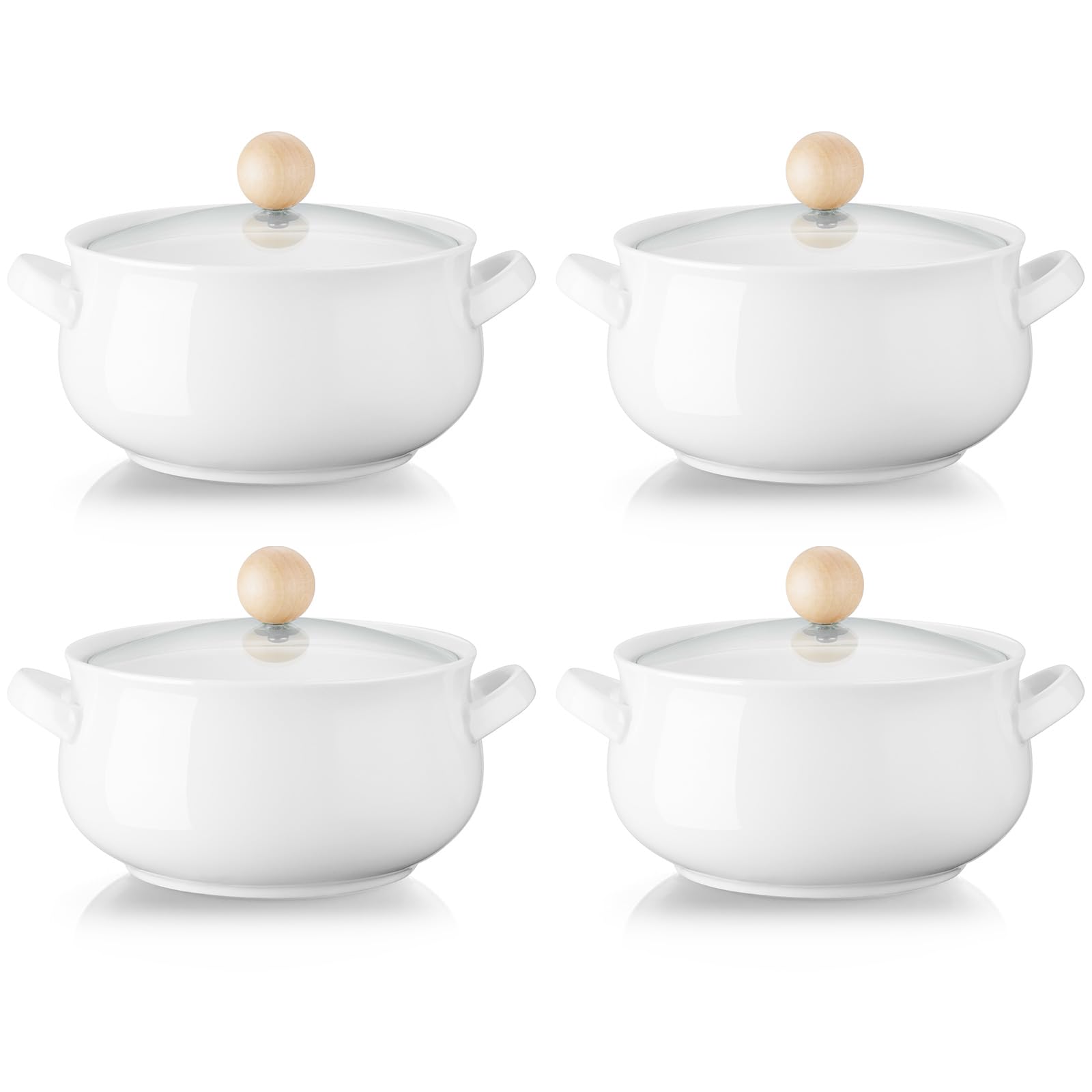 ALELION ollas para sopa Francesa 16oz con doble mango, fáciles de servir.