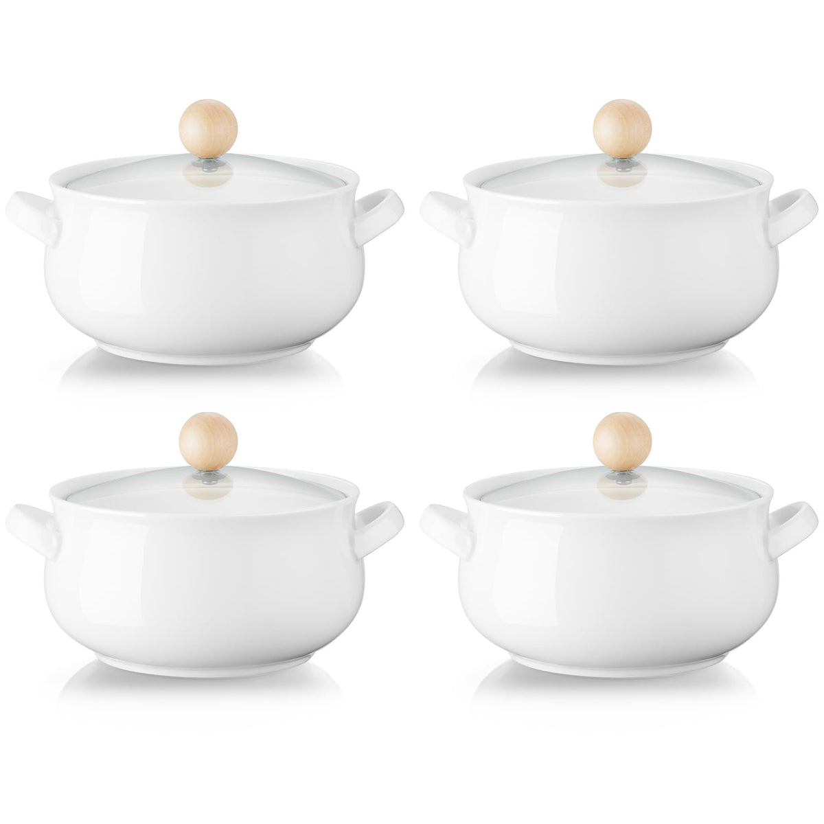 ALELION ollas para sopa Francesa 16oz con doble mango, fáciles de servir.