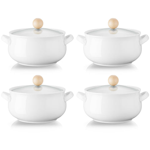 ALELION ollas para sopa Francesa 16oz con doble mango, fáciles de servir.