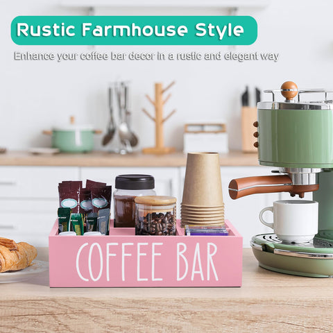 ALELION organizador de barra de café rosa añade estilo práctico en cualquier mostrador.