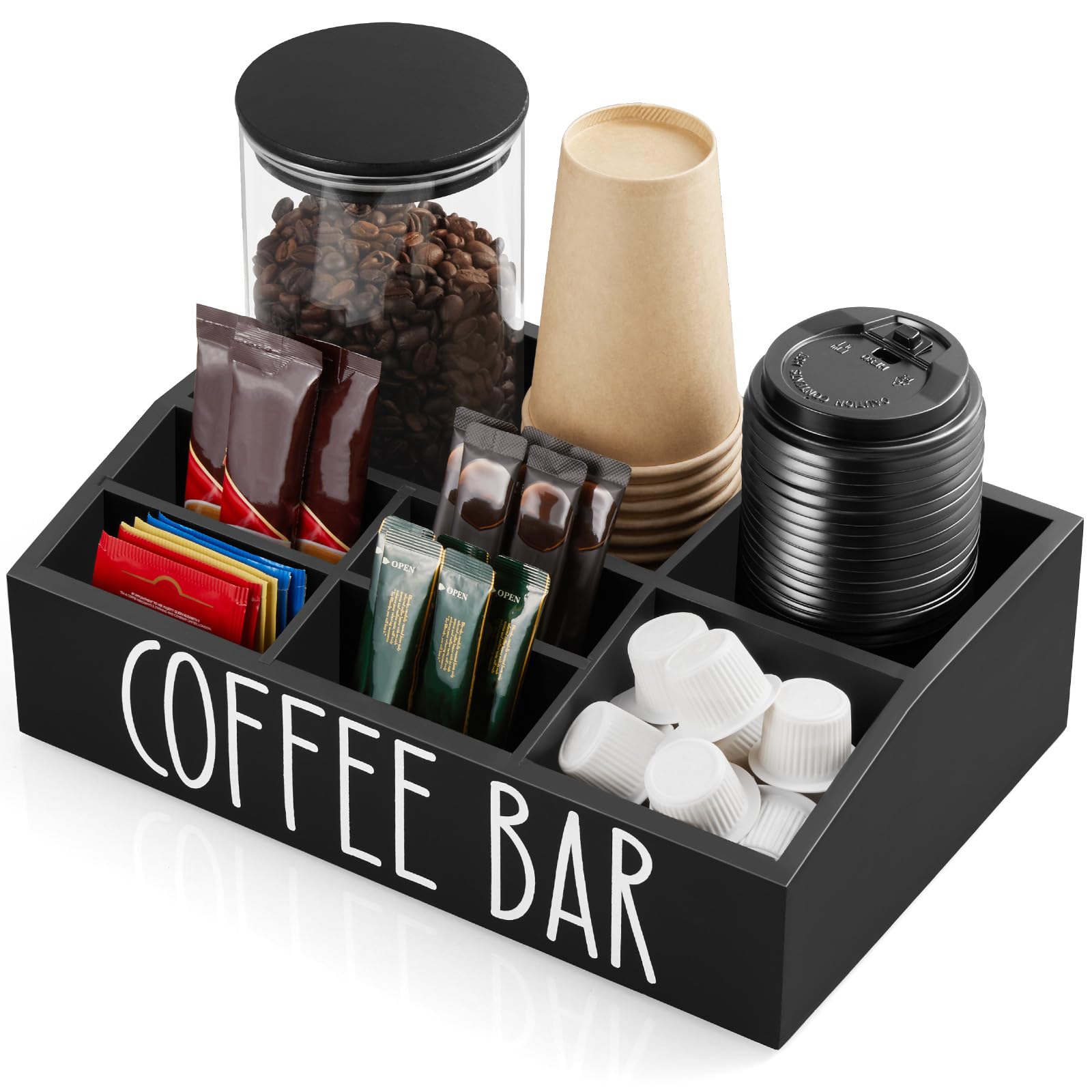ALELION Organizador de estación de café con 7 compartimentos para acceso rápido