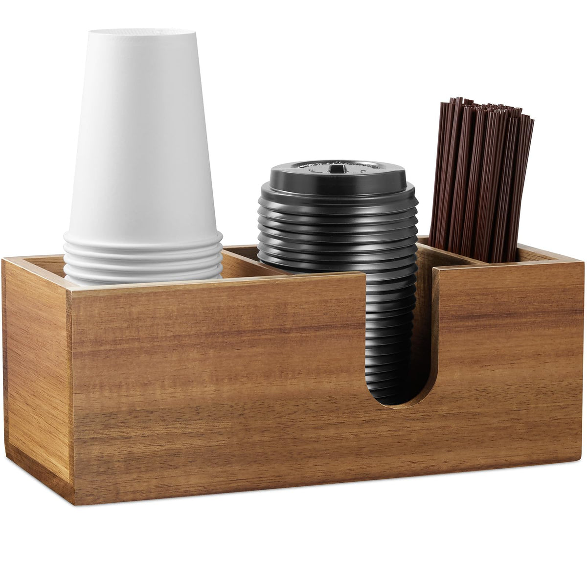 ALELION soporte-tazas-acacia: organizador compacto para tazas y accesorios en la encimera.