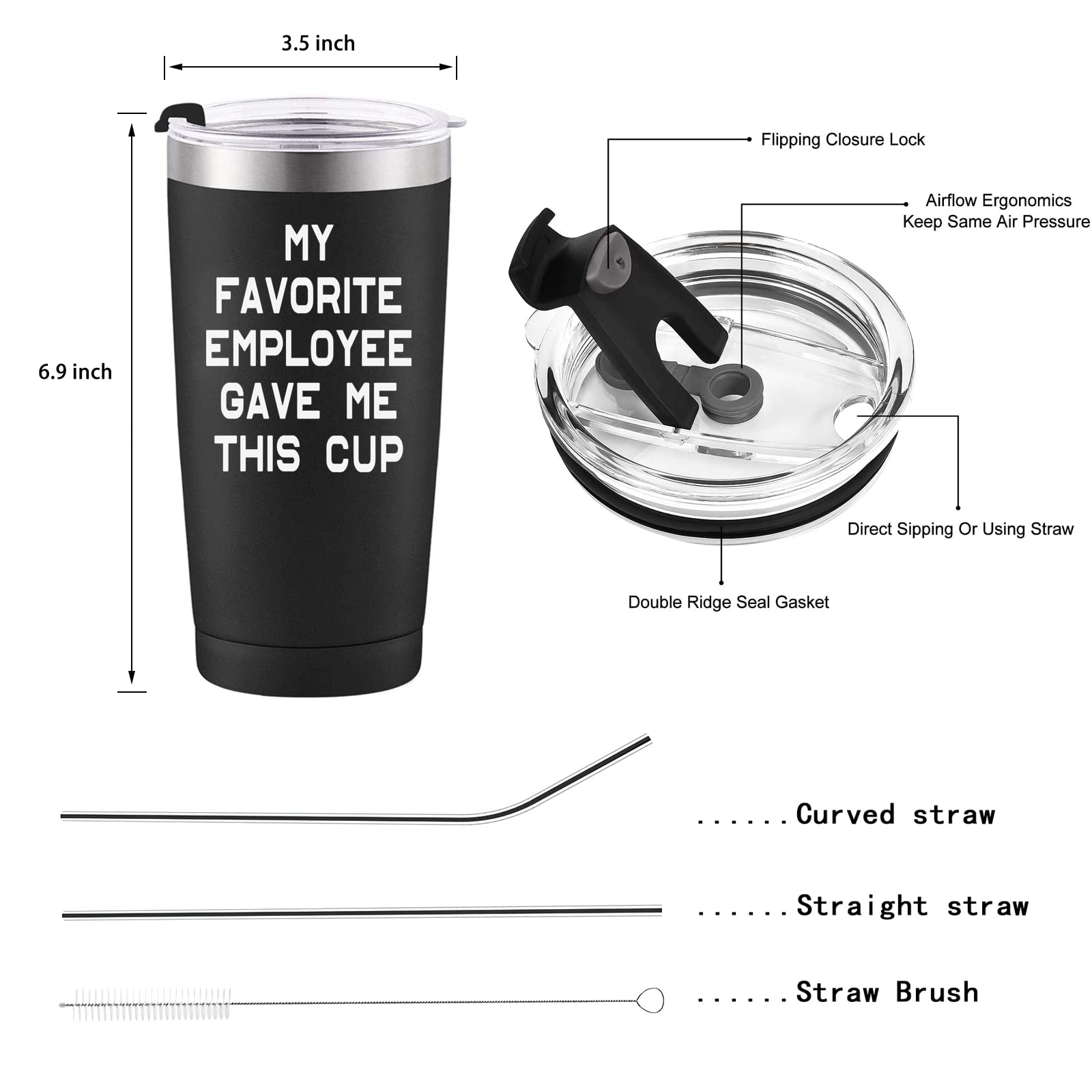 Accesorios completos de la taza Aletege 20oz negra