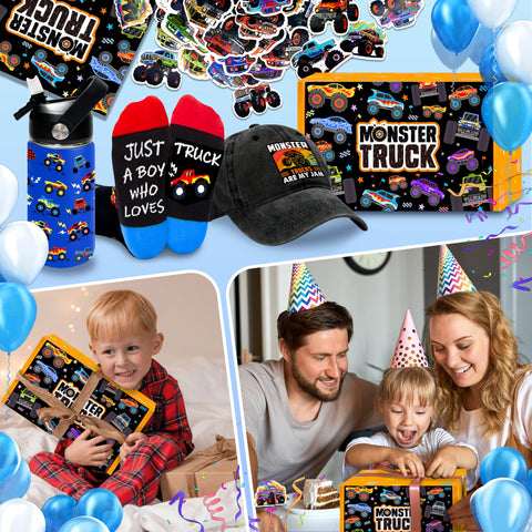 Set de regalos Aleture Monster Trucks; todo en una caja lista para sorprender.