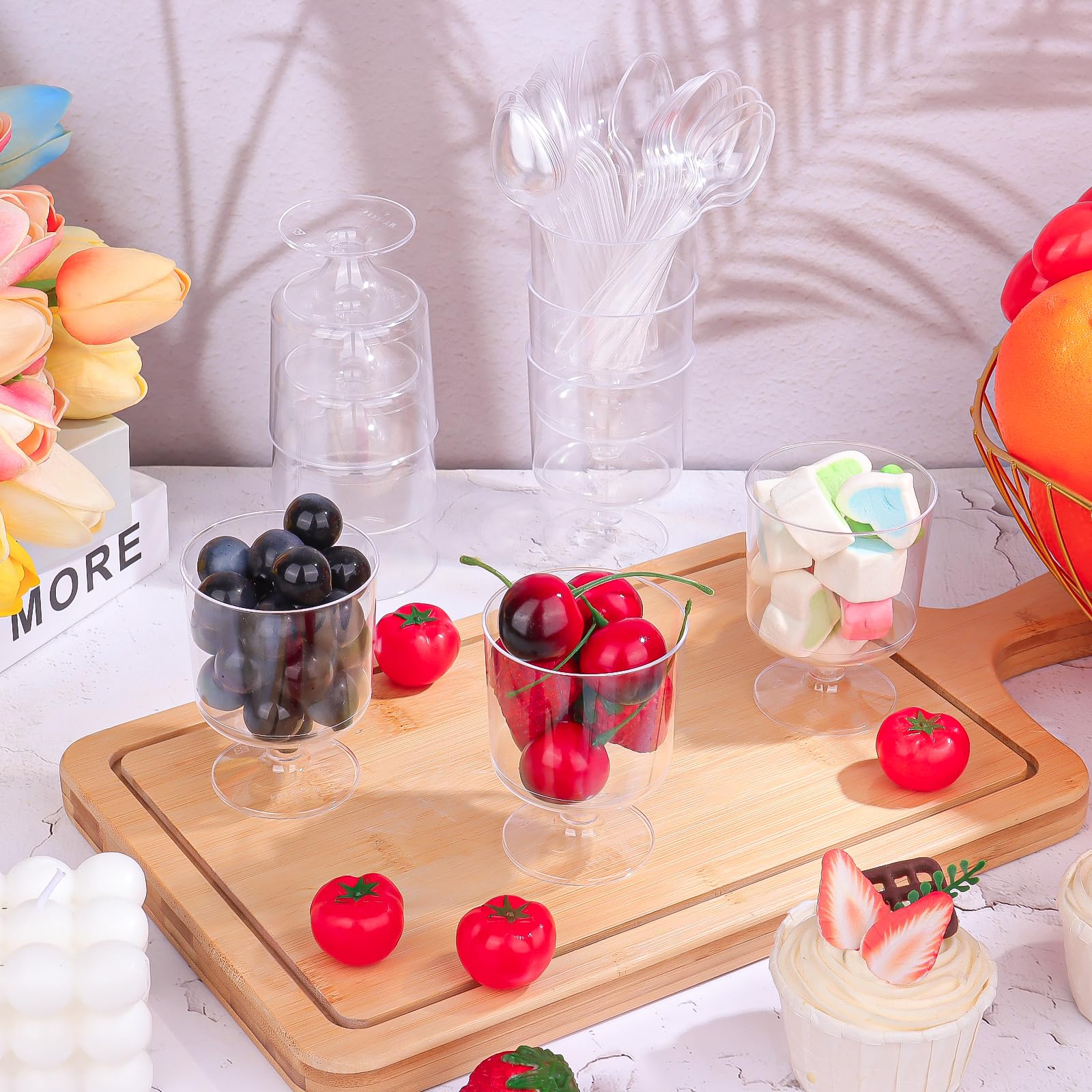 Copas postre transparentes ALEXPRE 5oz para mostrar sabores y texturas en eventos.