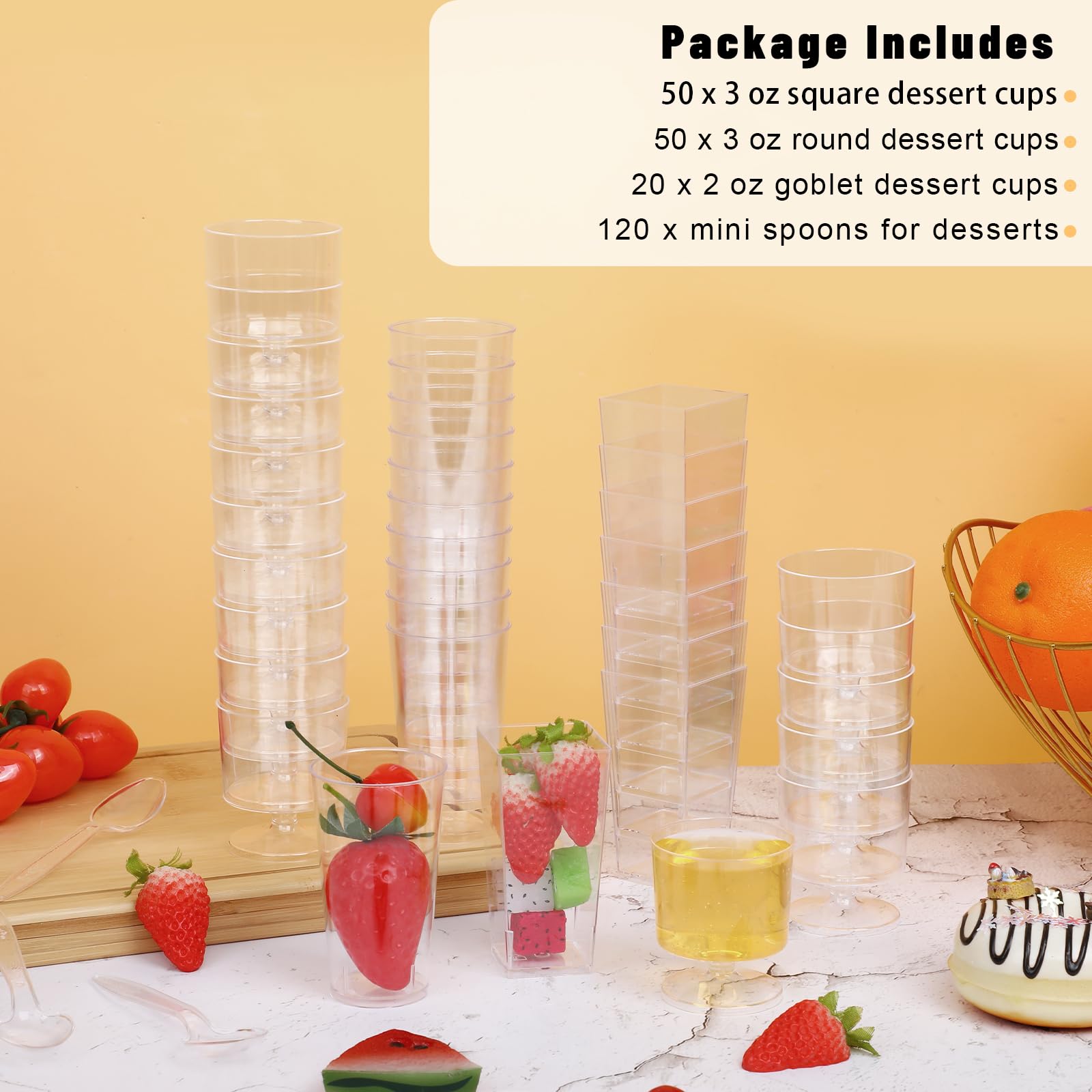 ALEXPRE vasos cuadrados con capas de postre, mejora la presentación visual