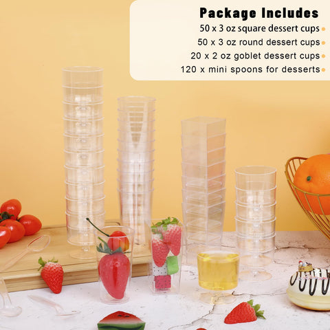 ALEXPRE vasos cuadrados con capas de postre, mejora la presentación visual