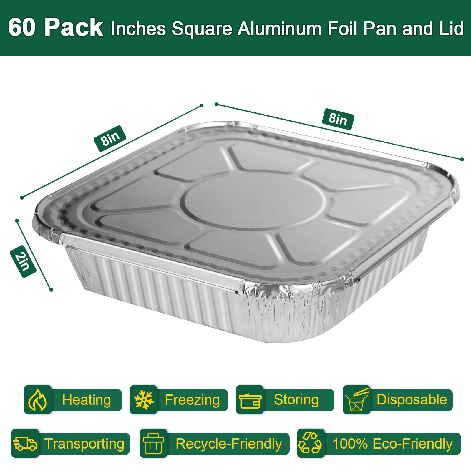 Alfolic bandejas aluminio 8x8 apilables con tapa para almacenamiento seguro