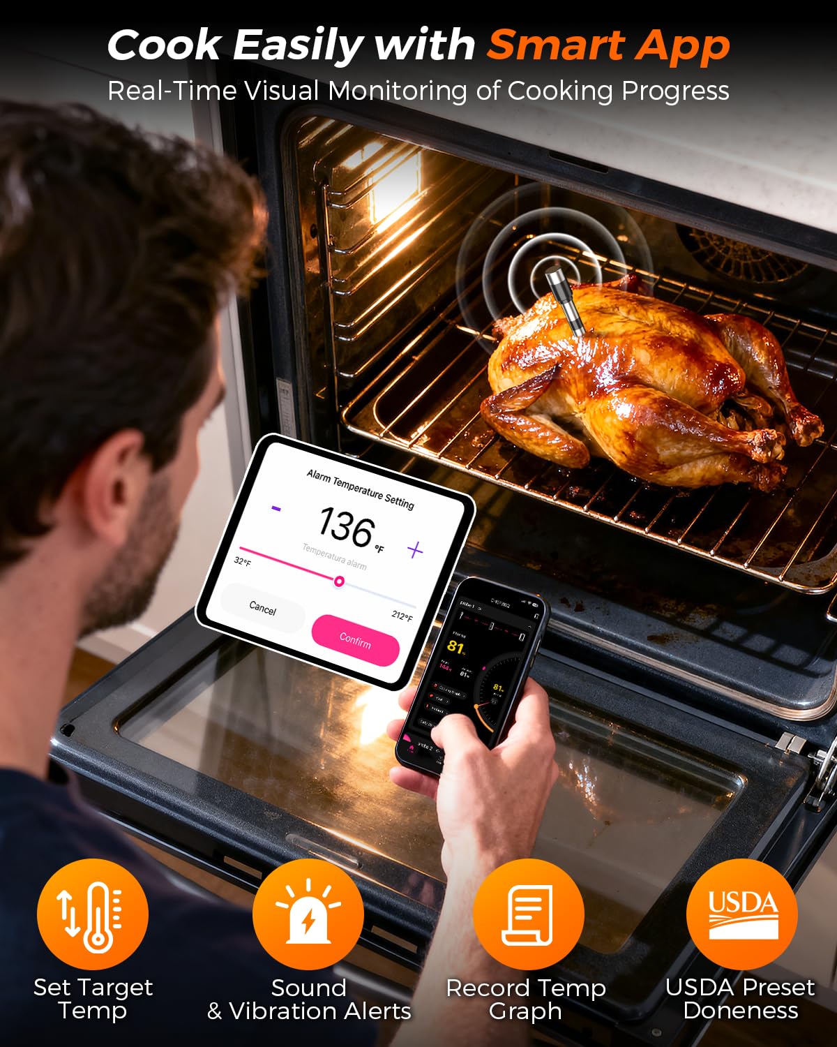 Sonda Alfolive con protección IPX7, fácil limpieza tras cocinar.