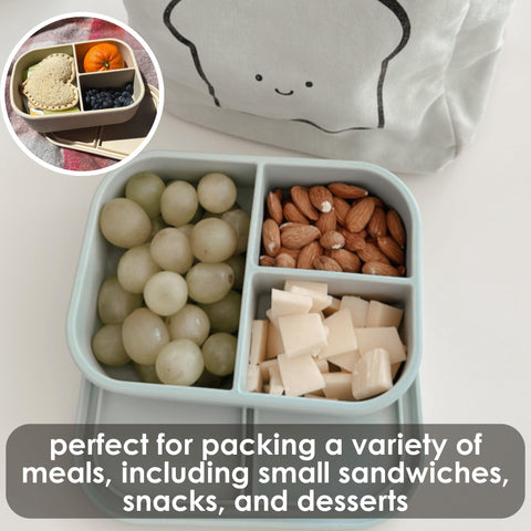 Ali+Oli Bento silicona azul, para niños, merienda escolar portátil.