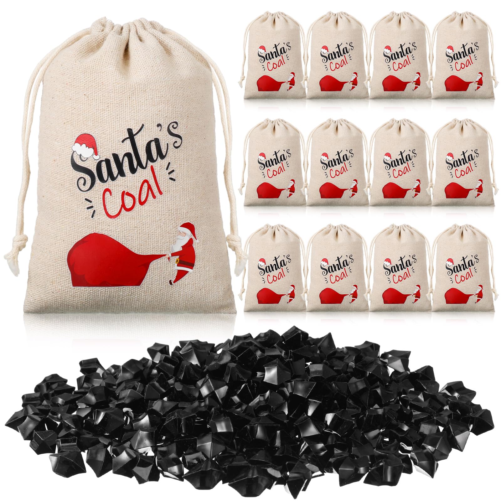 Aliceset bolsa carbón navideño realista para decorar calcetines