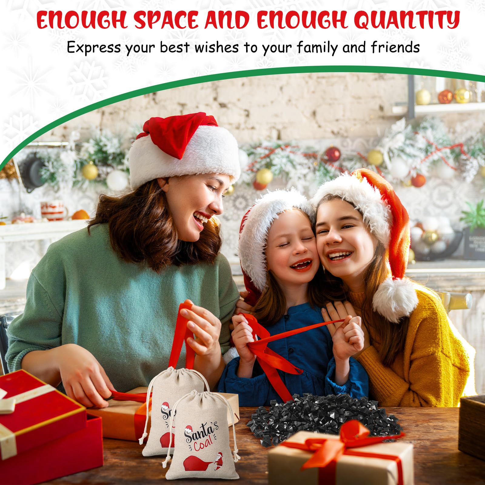 Bolsa con cordón navideño para evitar que se caigan regalos