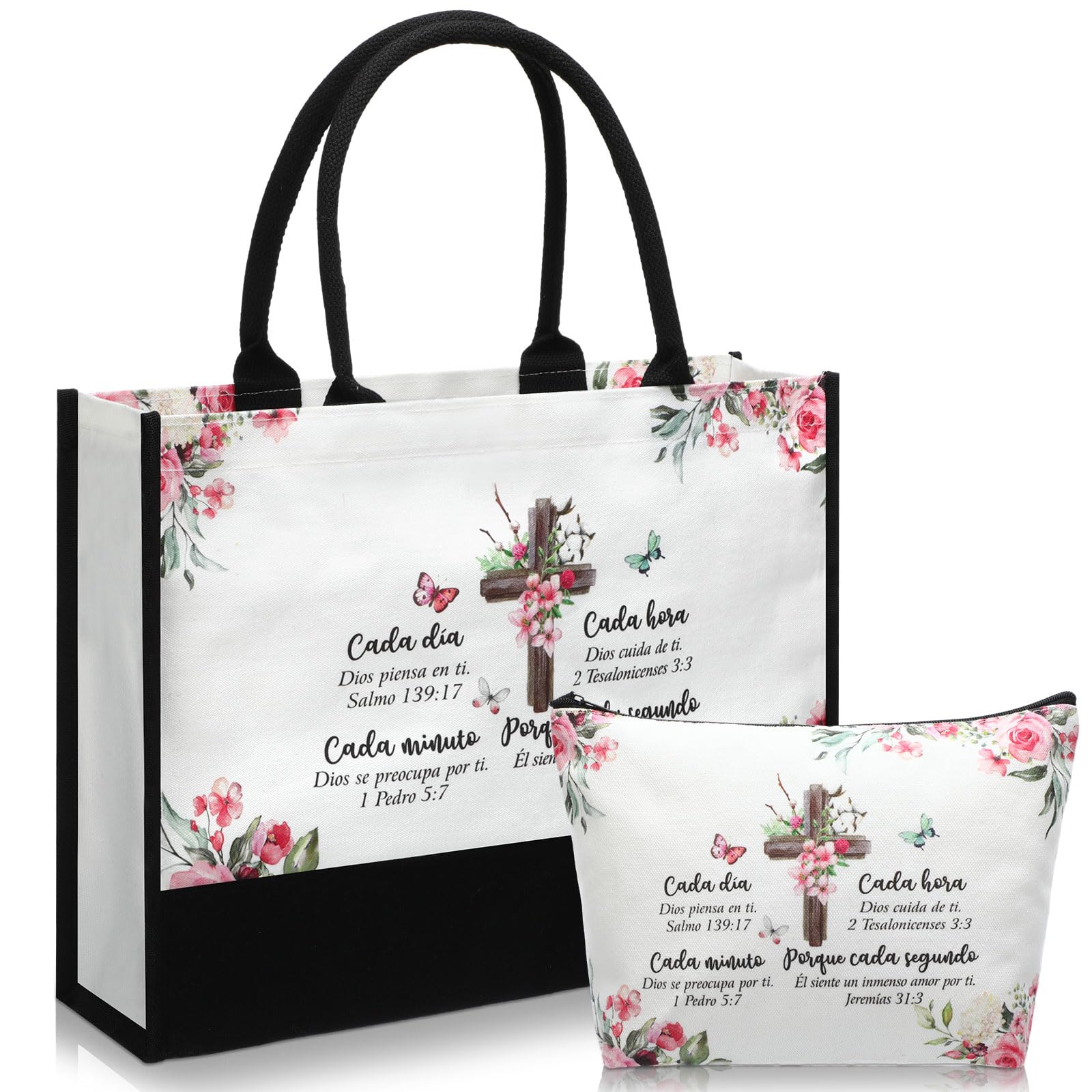 Aliceset bolsa tote Biblia con frases para inspiración diaria.