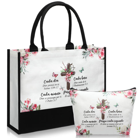 Aliceset bolsa tote Biblia con frases para inspiración diaria.